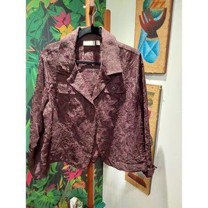 Croft and Barrow Brown Floral Embossed 4 pocket Jacket. Size XL. Grannycore